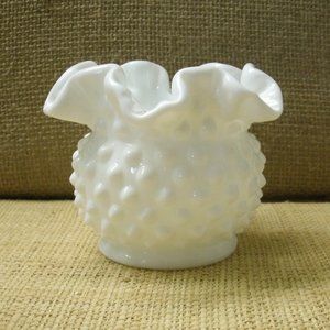 Vintage Small Fenton Milk Glass Hobnail Vase